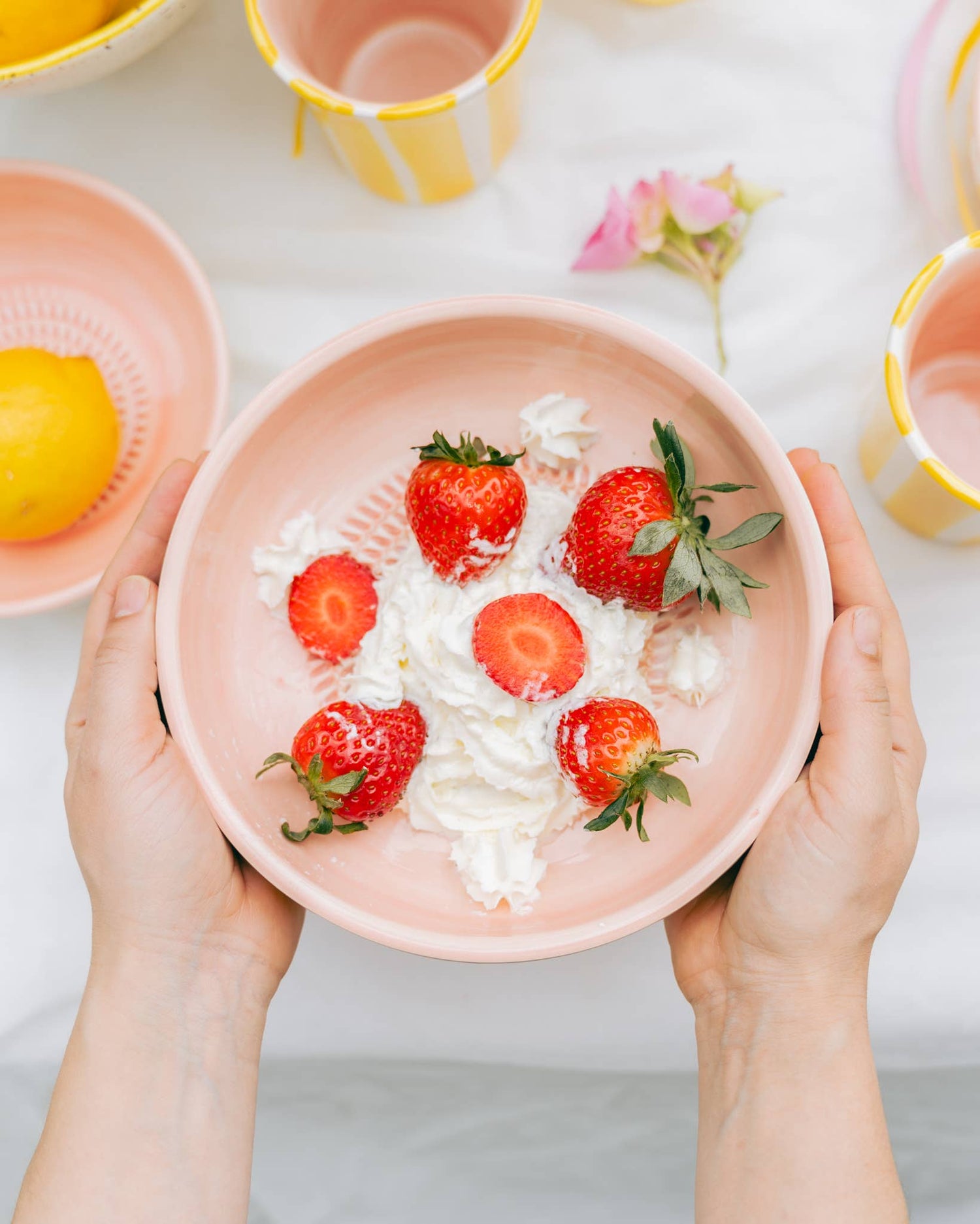 Raspkom keramisch Valentina – Vintage Roze/Geel