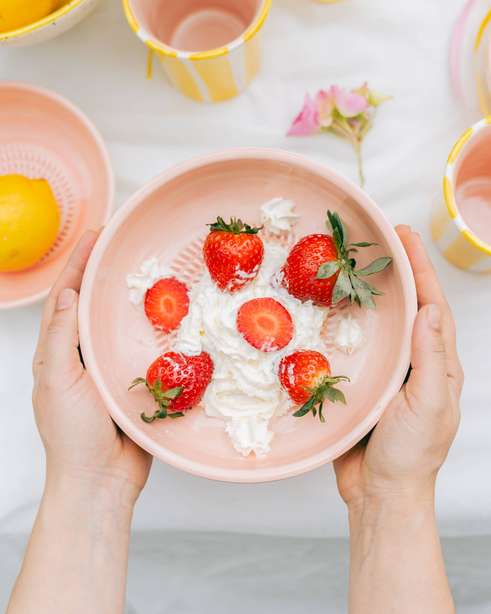 Raspkom keramisch Valentina – Vintage Roze/Geel