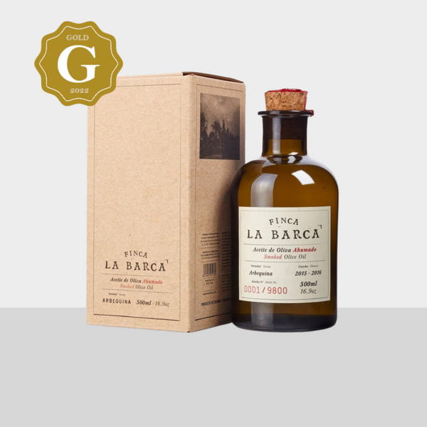 Finca la Barca Flasche geräuchertes Olivenöl 250 ml – 500 ml Geschenkbox