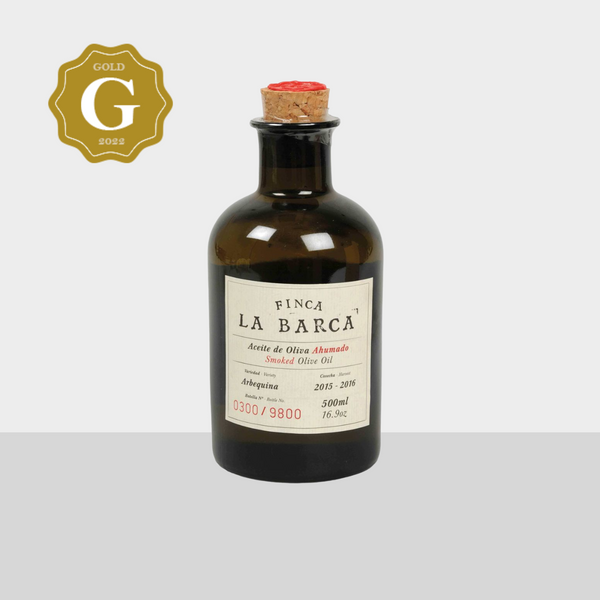 Finca la Barca Flasche geräuchertes Olivenöl 250 ml – 500 ml Geschenkbox