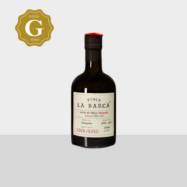Finca la Barca Flasche geräuchertes Olivenöl 250 ml – 500 ml Geschenkbox