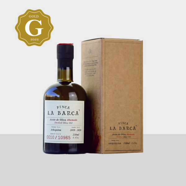 Finca la Barca Flasche geräuchertes Olivenöl 250 ml – 500 ml Geschenkbox